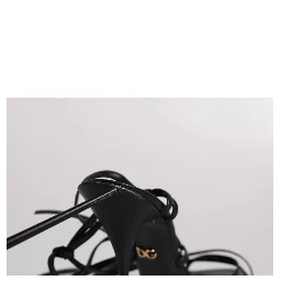 Black Leather High Heels Keira Sandals Shoes