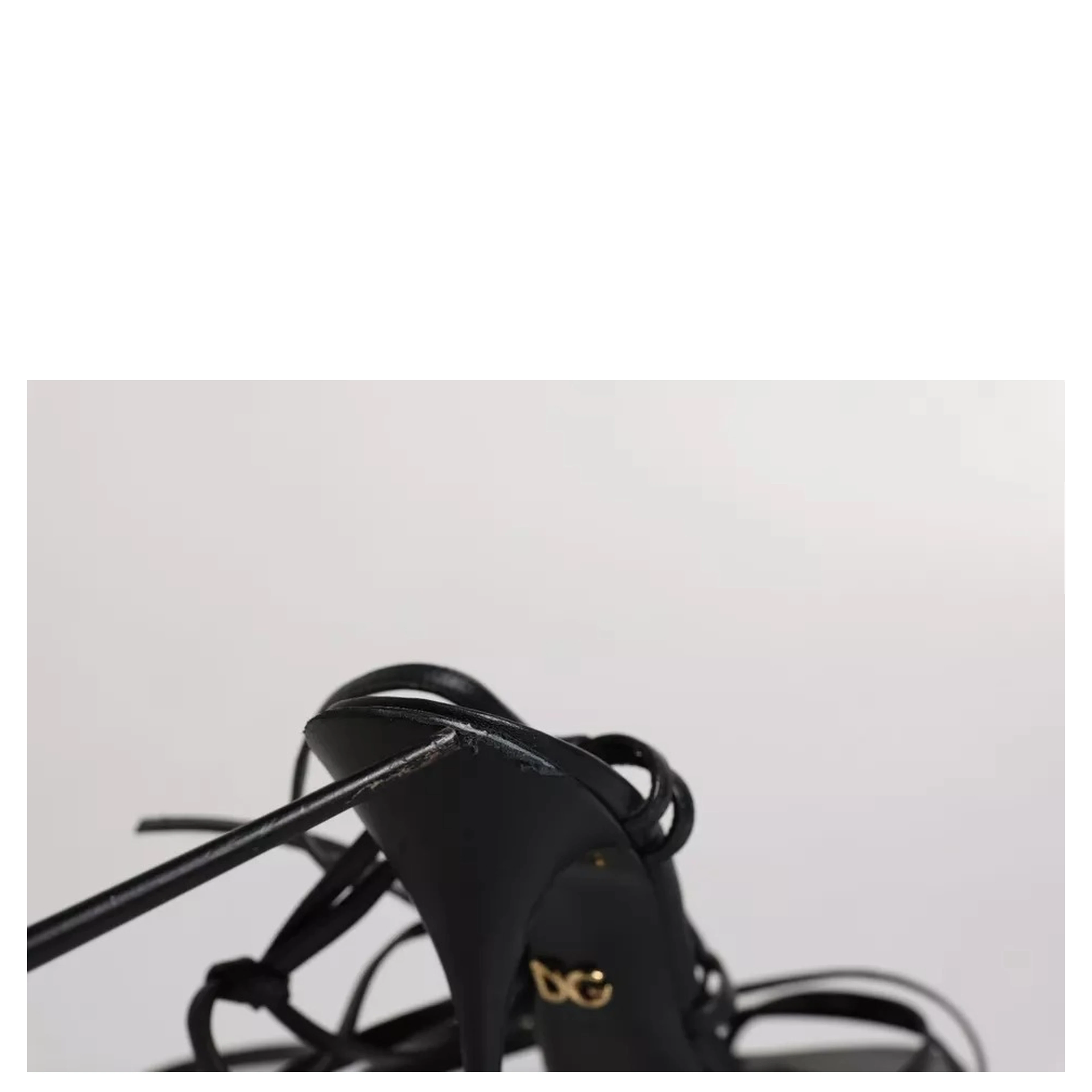Black Leather High Heels Keira Sandals Shoes