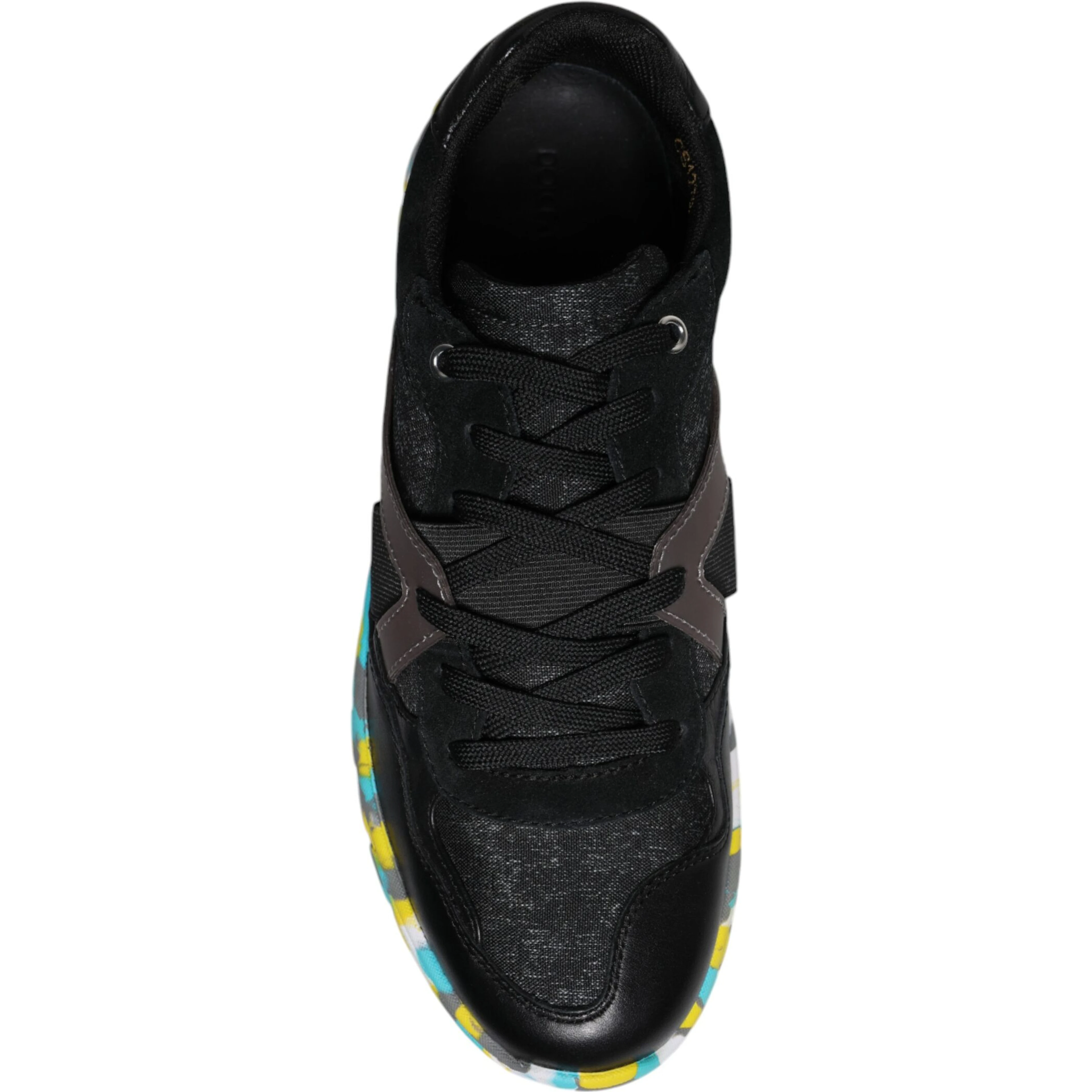 Black Polyester Low Top Men Sneakers Shoes
