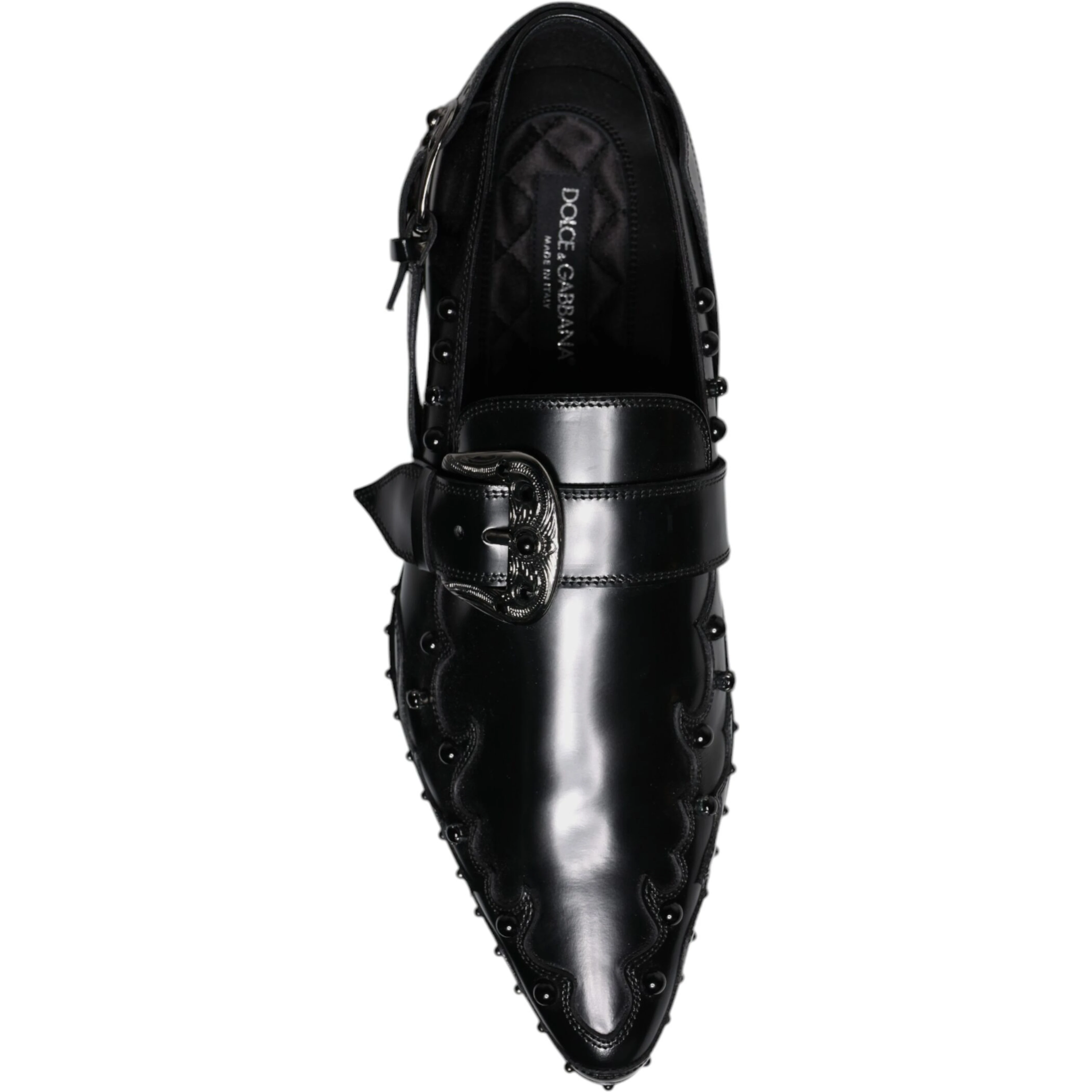 Black Embellished Derby Monk Strap Shoes