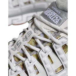 White Trigreca Barocco Print Low Top Sneakers Shoes