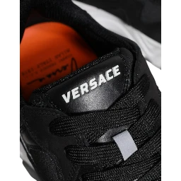 Black Leather Neoprene Chunky Low Top Sneakers Squalo Shoes