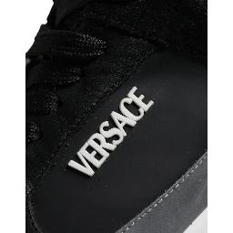 Black Canvas Quad Fabric Medusa Low Top Sneaker Shoes