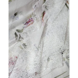 White Floral Ruffles Lace Long Sleeves Maxi Dress