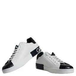White Leather Logo Portofino Sneaker Shoes