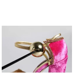 Pink Velvet Platform Ankle Strap Heel Sandals Shoes