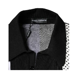 Black White Polka Dot Collared Polo T-shirt