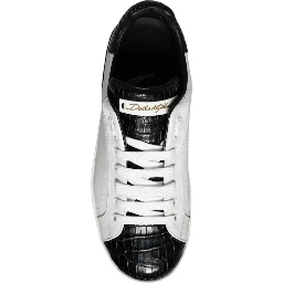 Black Leather Logo Portofino Sneaker Shoes