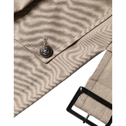 Khaki Double Breasted Trench Coat Jacket