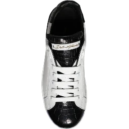 Black Leather Logo Portofino Sneaker Shoes