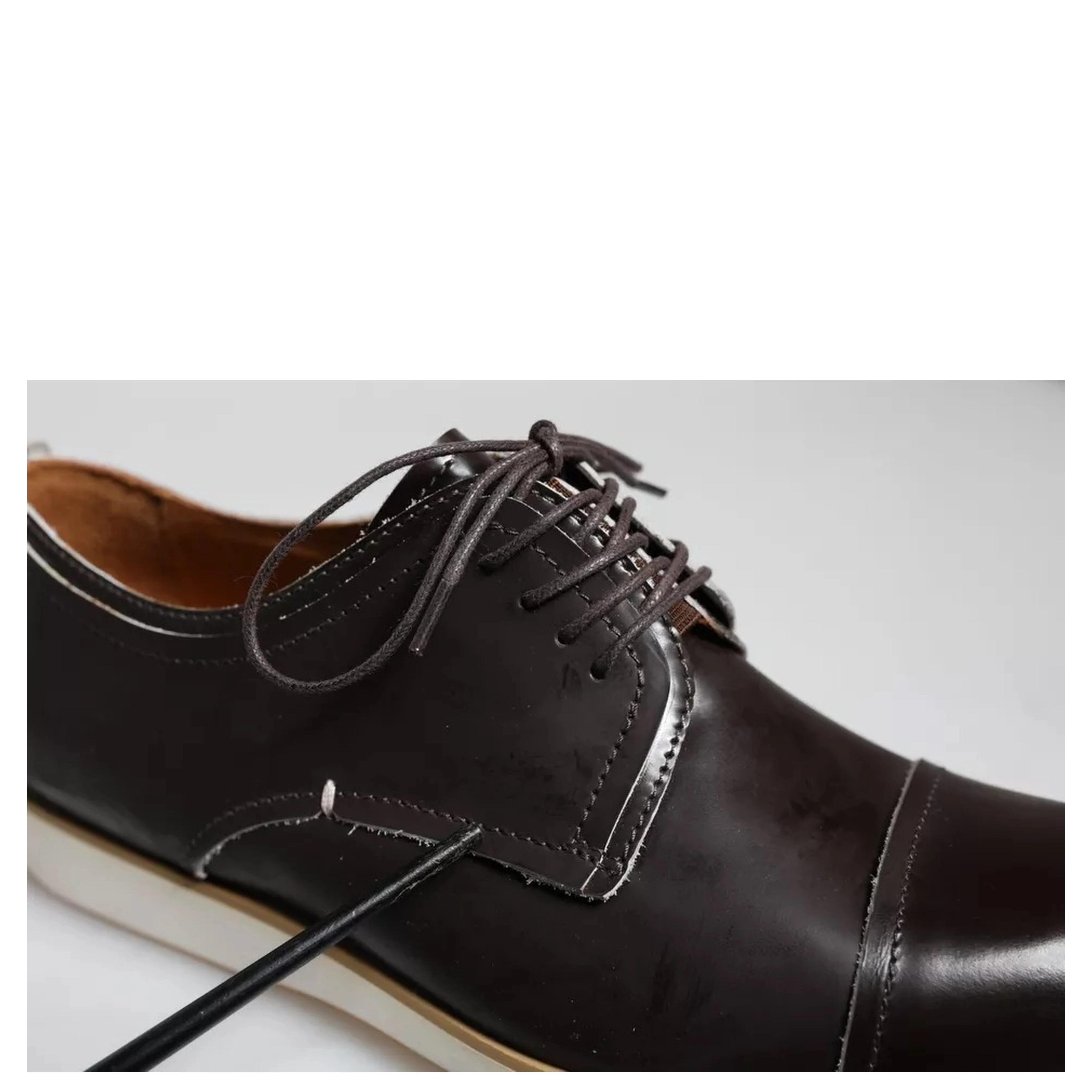Black White Leather Lace Up Men Dress Formal Shoes