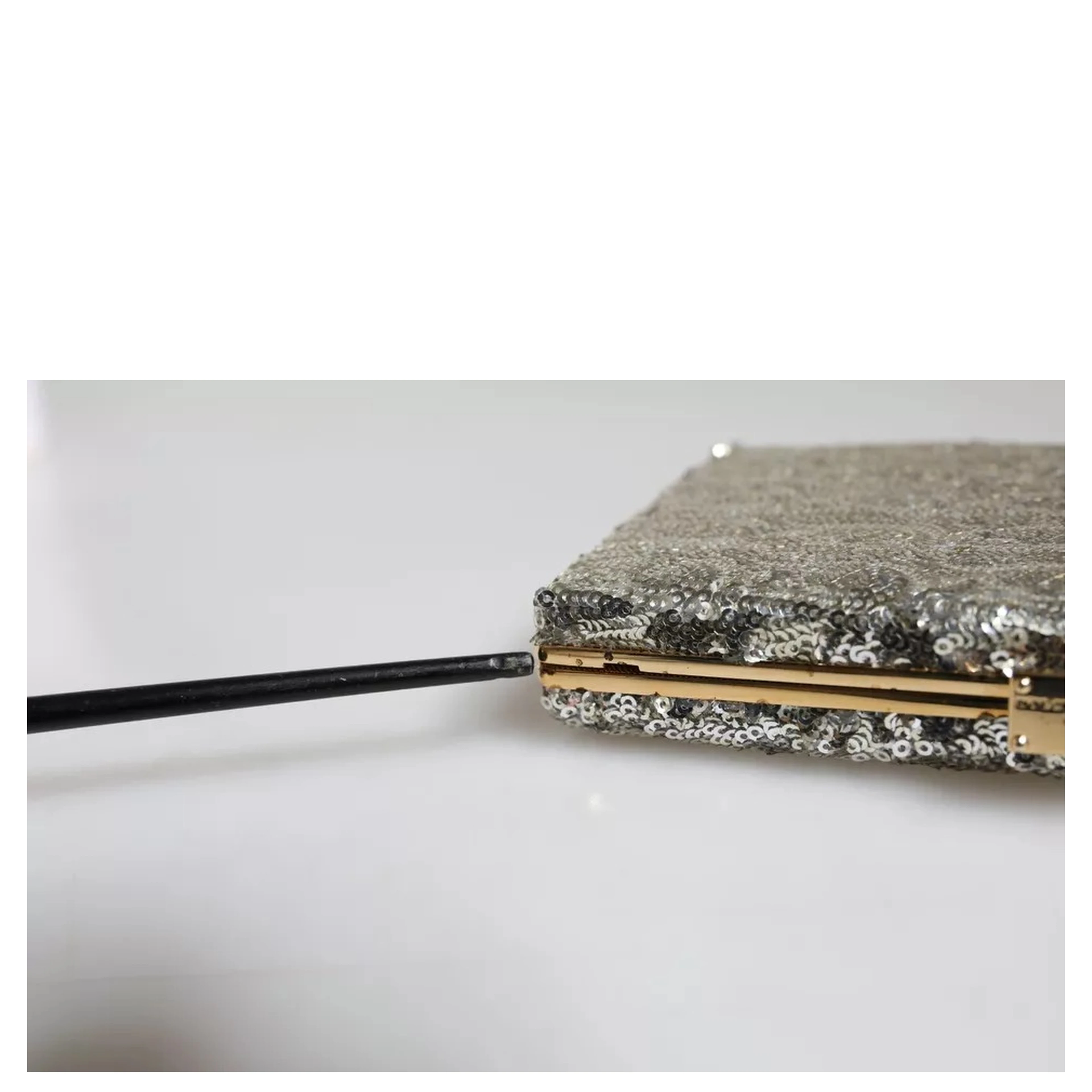 Silver Sequined Clutch Evening Crossbody Bag