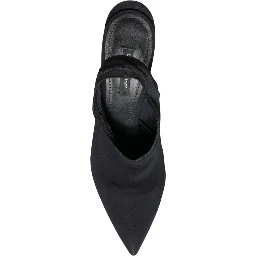 Black Jersey Stretch Heels Slingback Shoes