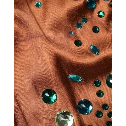 Brown Crystal Embellished Sleeveless Tank Top