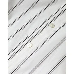 White Striped Collared Short Sleeve Polo Top