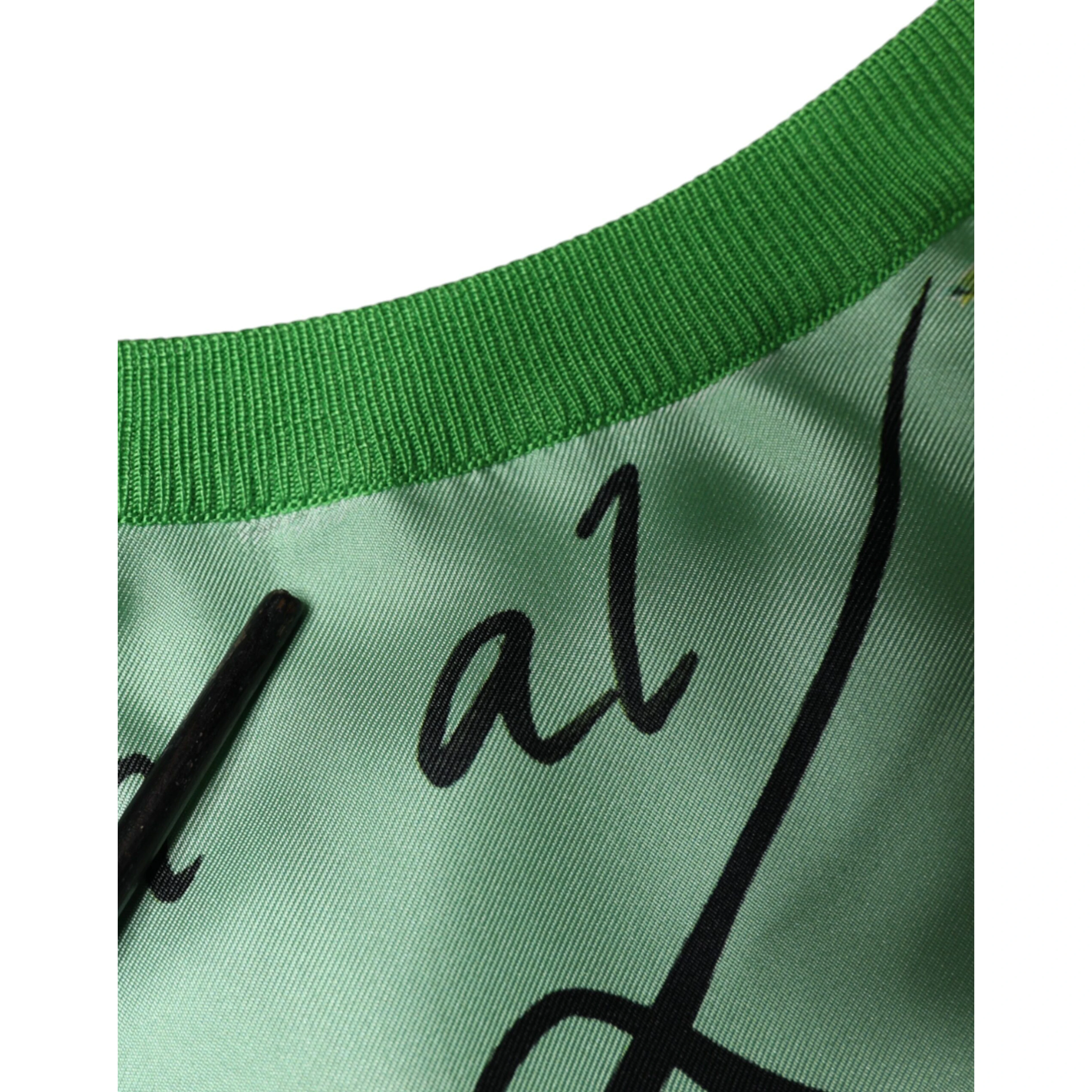 Green Silk Granita Al Limone Long Sleeves Sweater