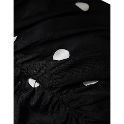 Black Silk Polka Dot V-neck Tassel Midi Dress