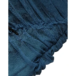 Blue Mesh Trim Ruched Tulle Sheath Dress