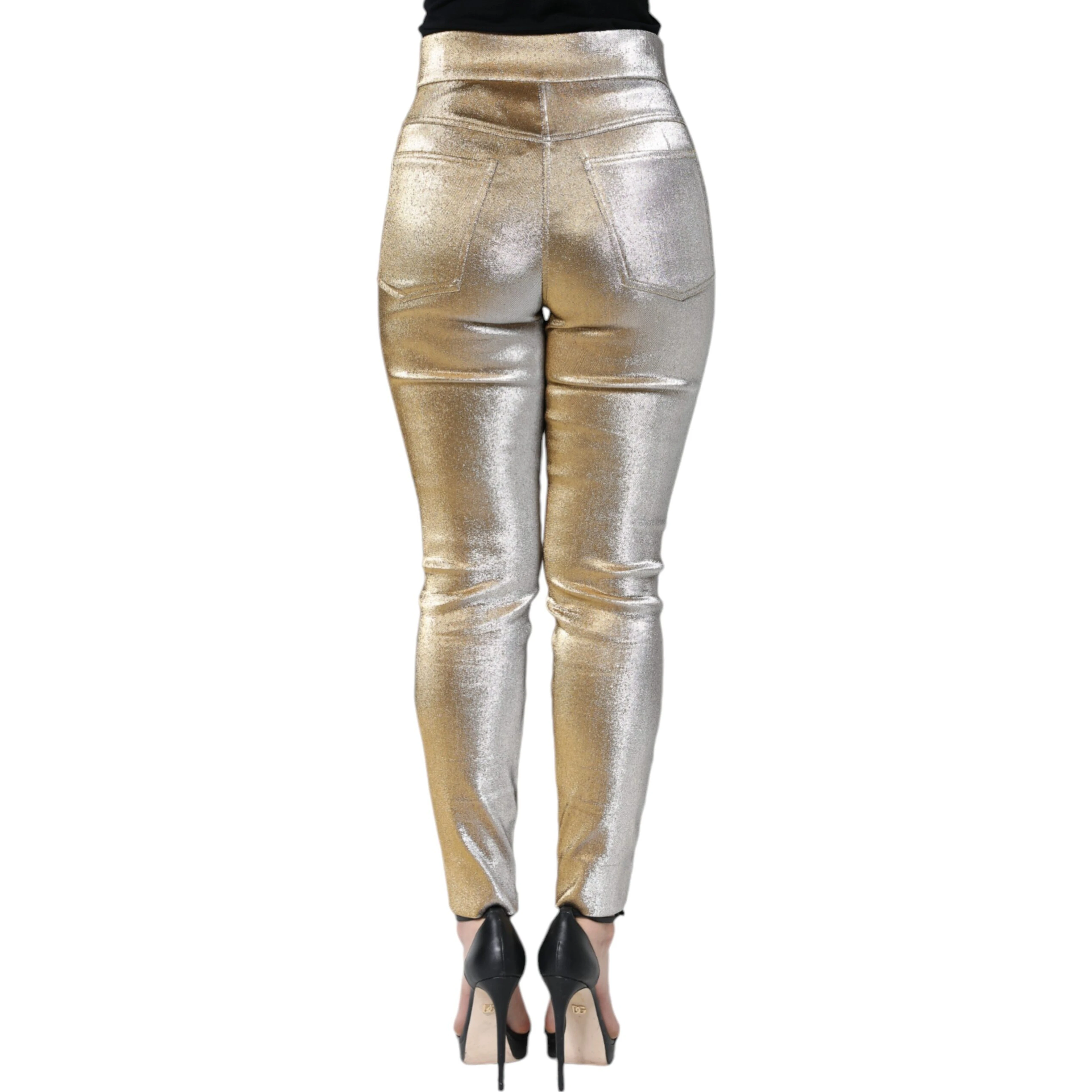 Metallic Gold High Waist Skinny Pants