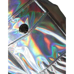 Silver Iridescent Puffer Full Zip Coat Jacket