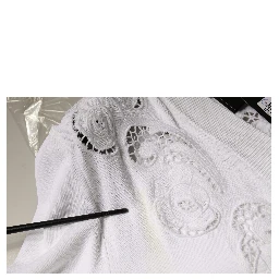 White Viscose Floral Cut Out Cardigan Sweater