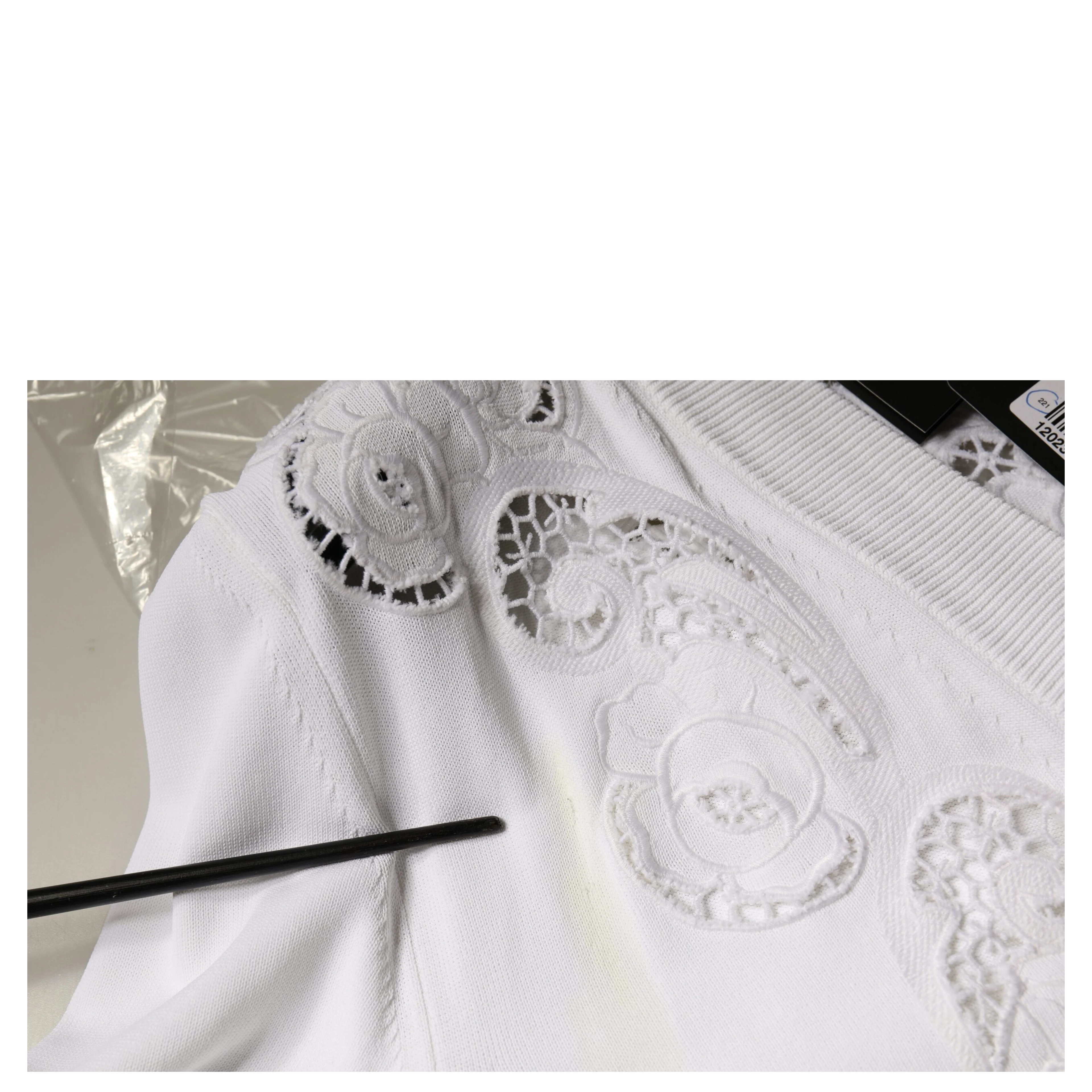 White Viscose Floral Cut Out Cardigan Sweater
