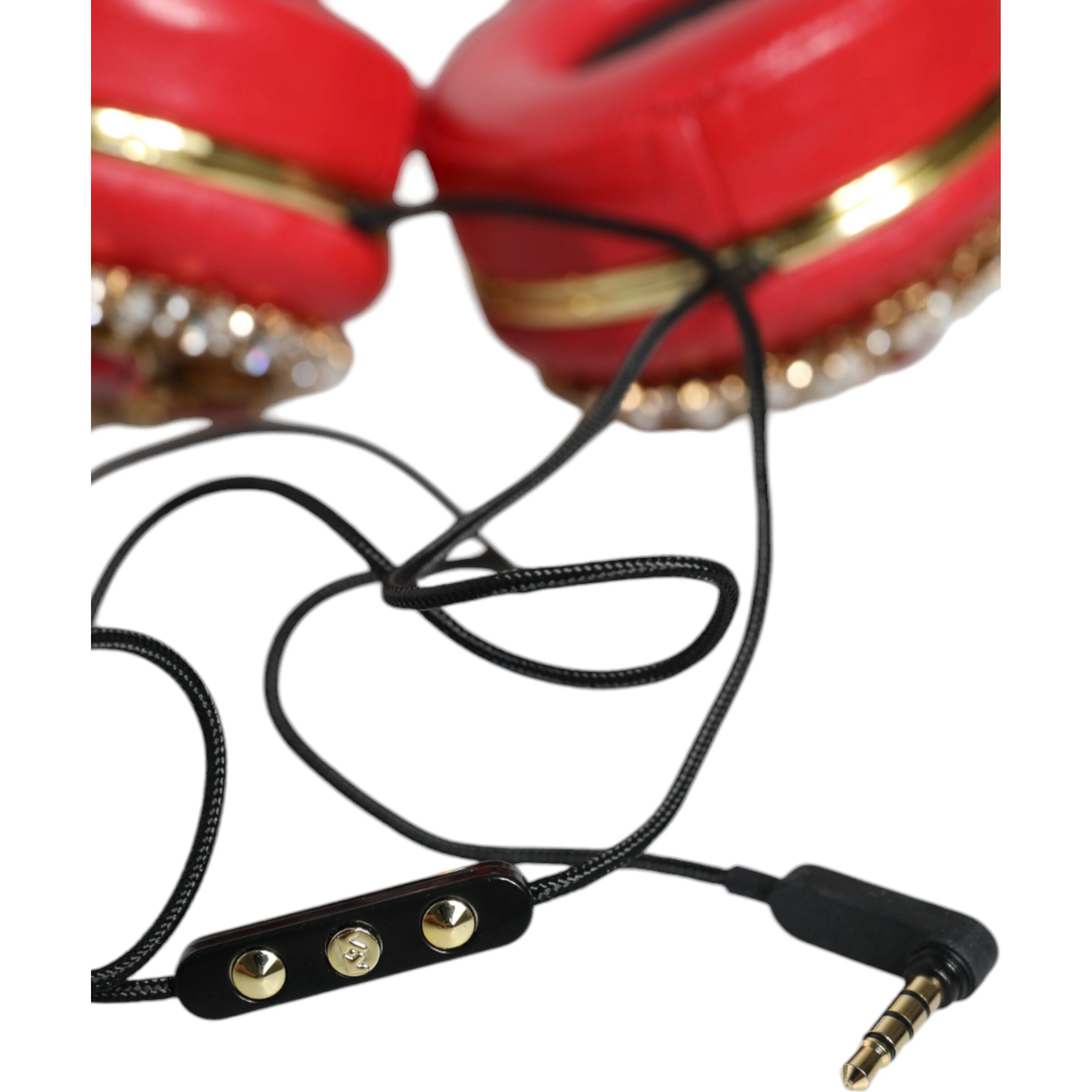 Red Nappa Leather Floral Crystal Headphone