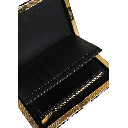Black White Gold Frame Clutch Evening Party Purse Bag