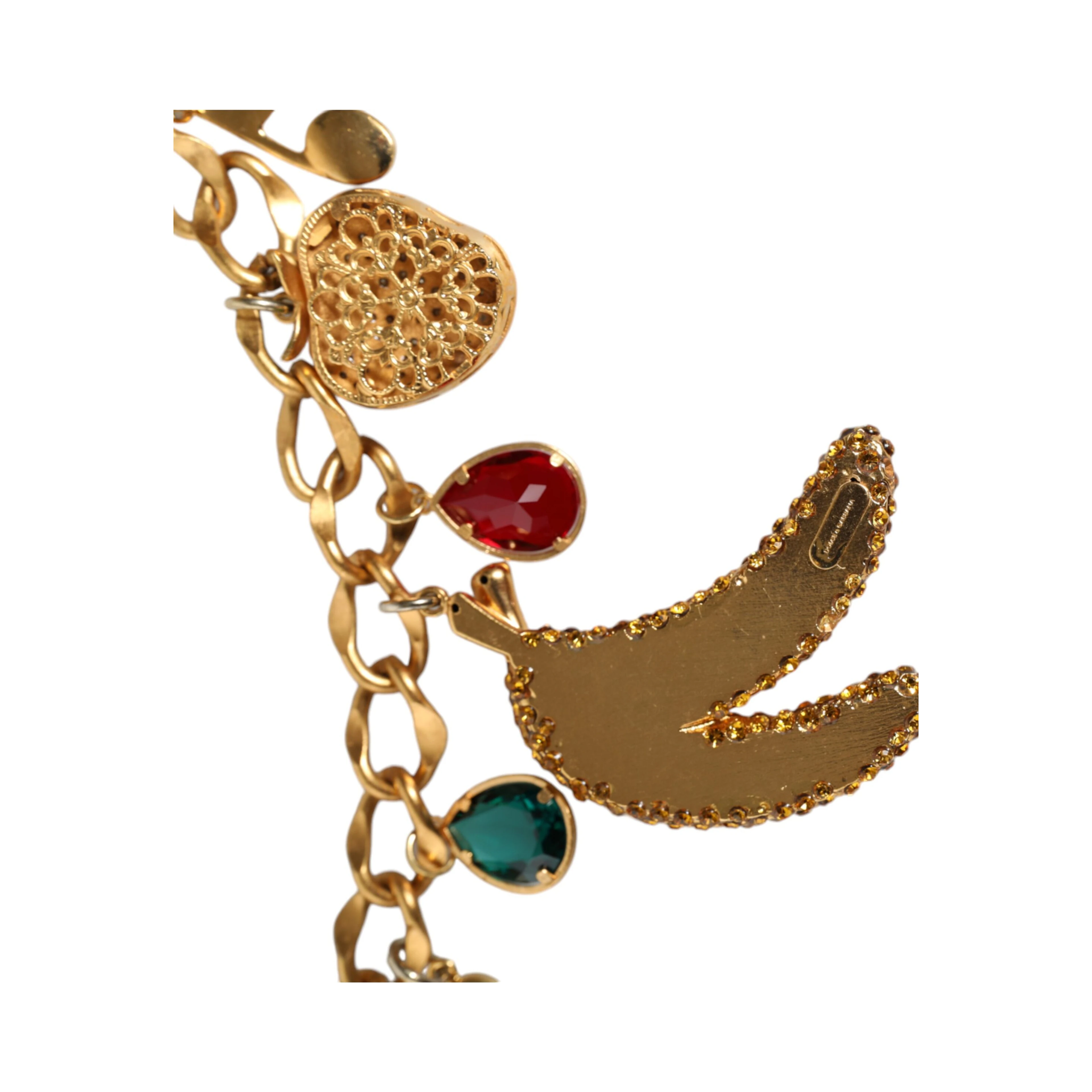 Gold Tone Brass Fruity Crystal Embellished Waist Chain Belt