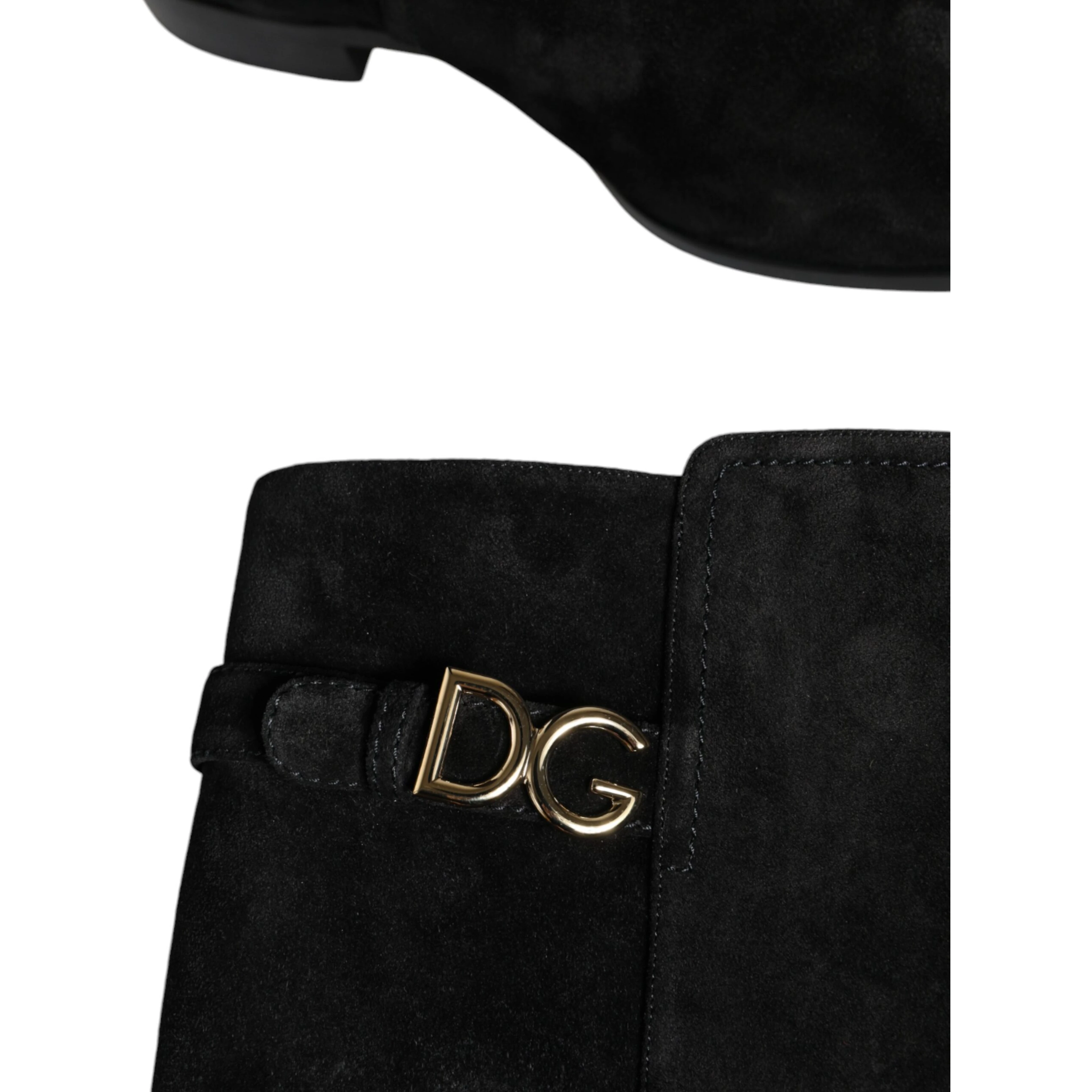Black Suede Leather Knee High Boots Shoes