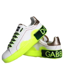White Leather Portofino Low Top Sneakers Shoes