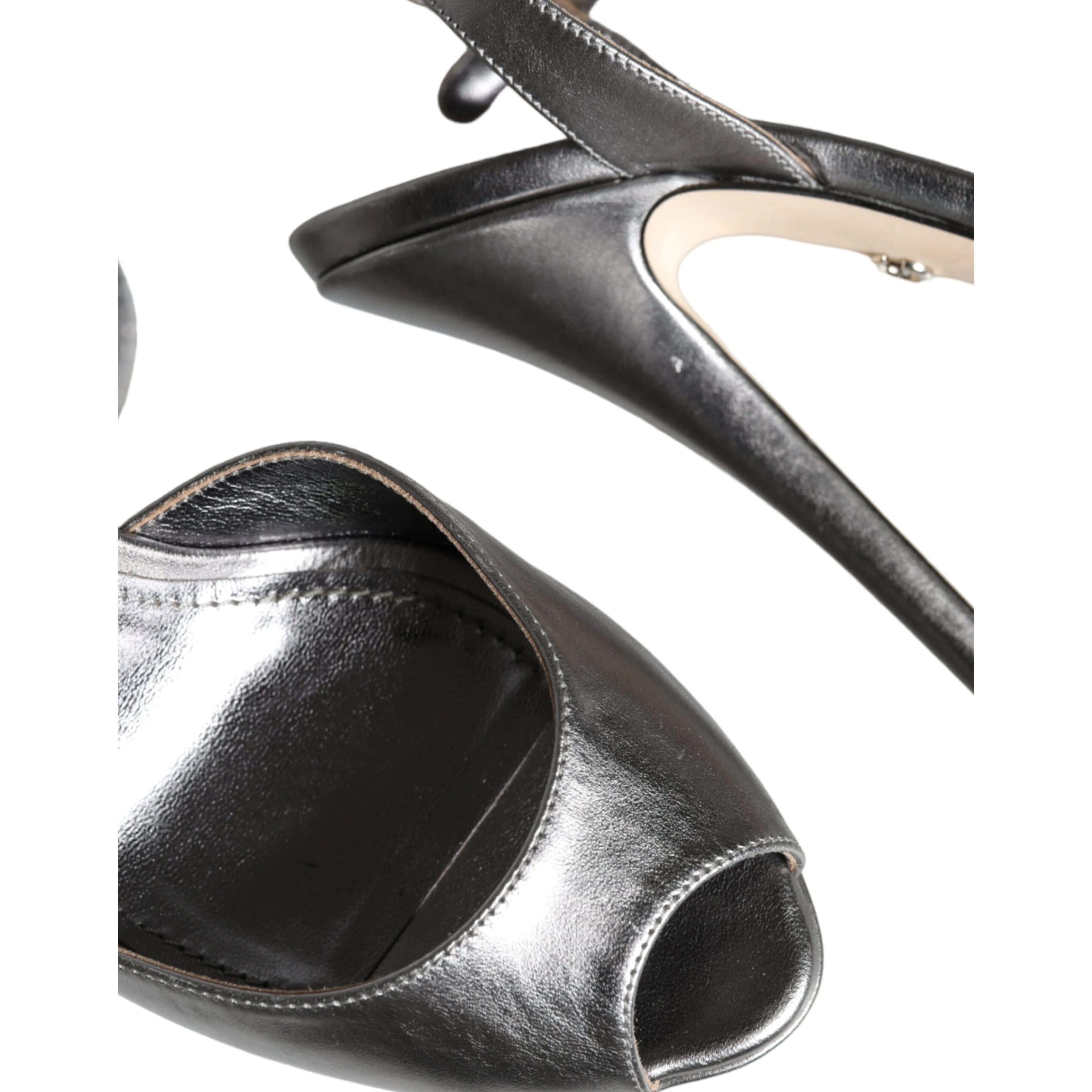 Metallic Silver Leather Keira Platform Sandals Shoes