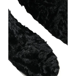Black Xiangao Lamb Fur Leather Boots Shoes