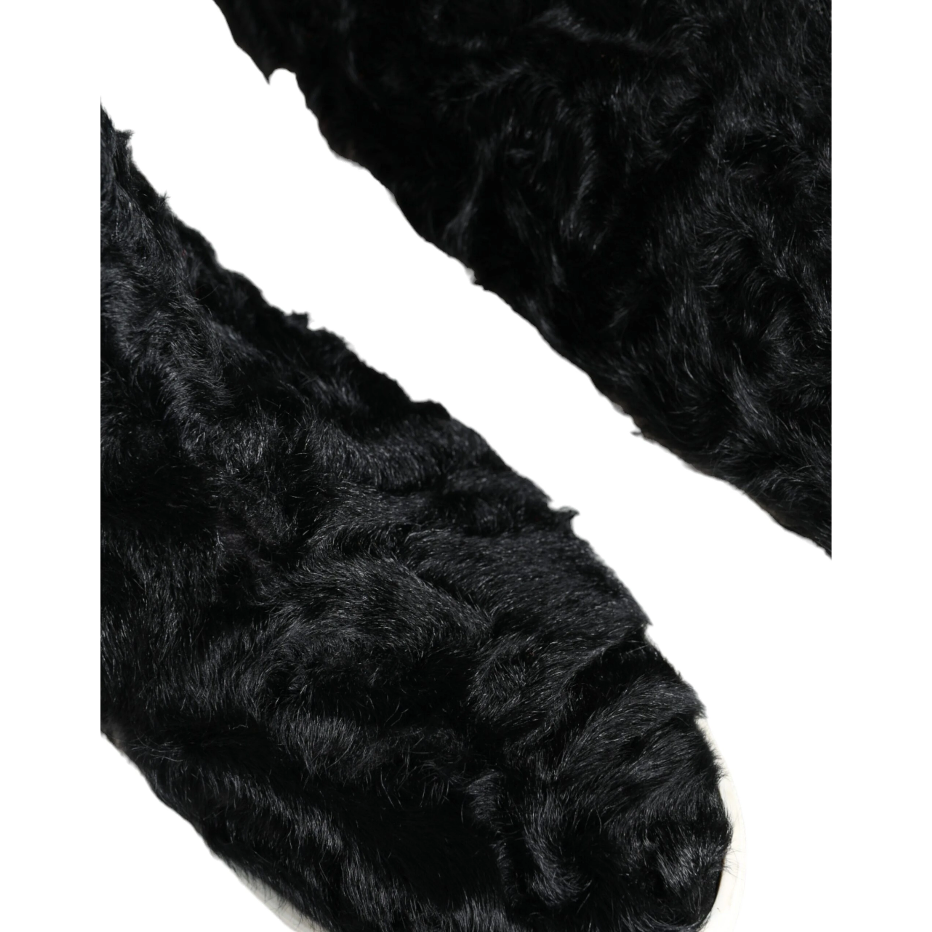 Black Xiangao Lamb Fur Leather Boots Shoes