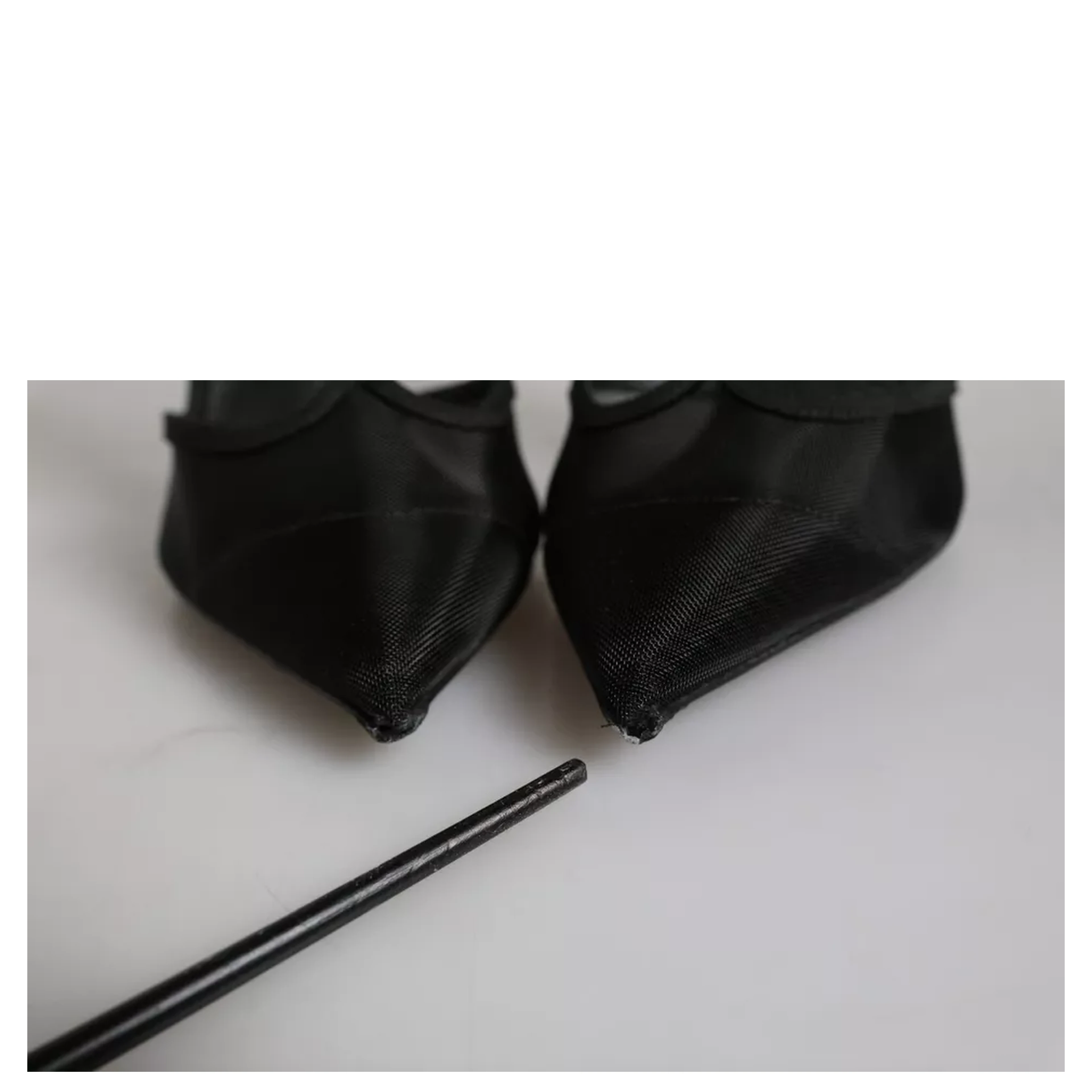 Black Mesh T-strap Stiletto High Heels Shoes