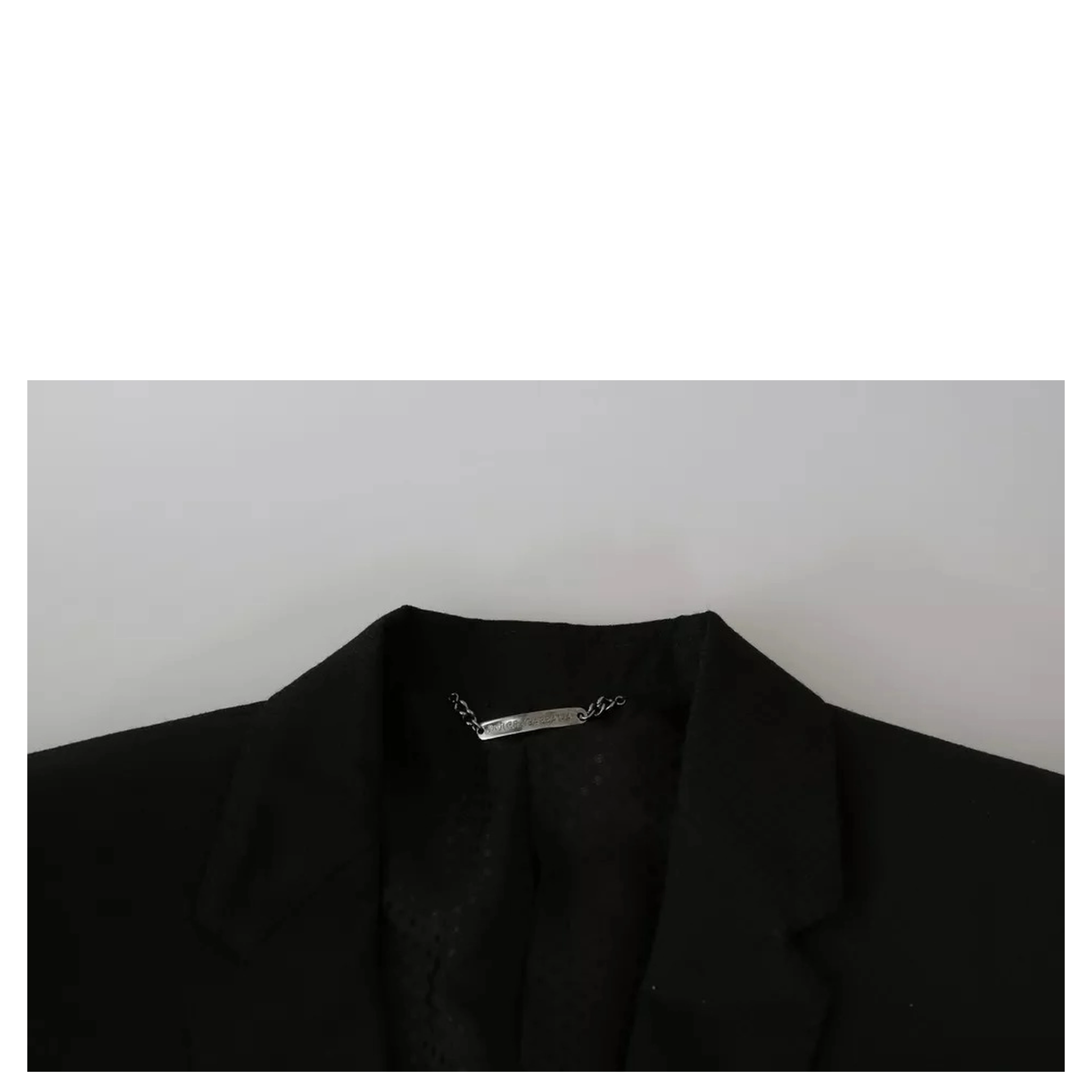 Black Wool Slim Fit Notch Jacket Blazer