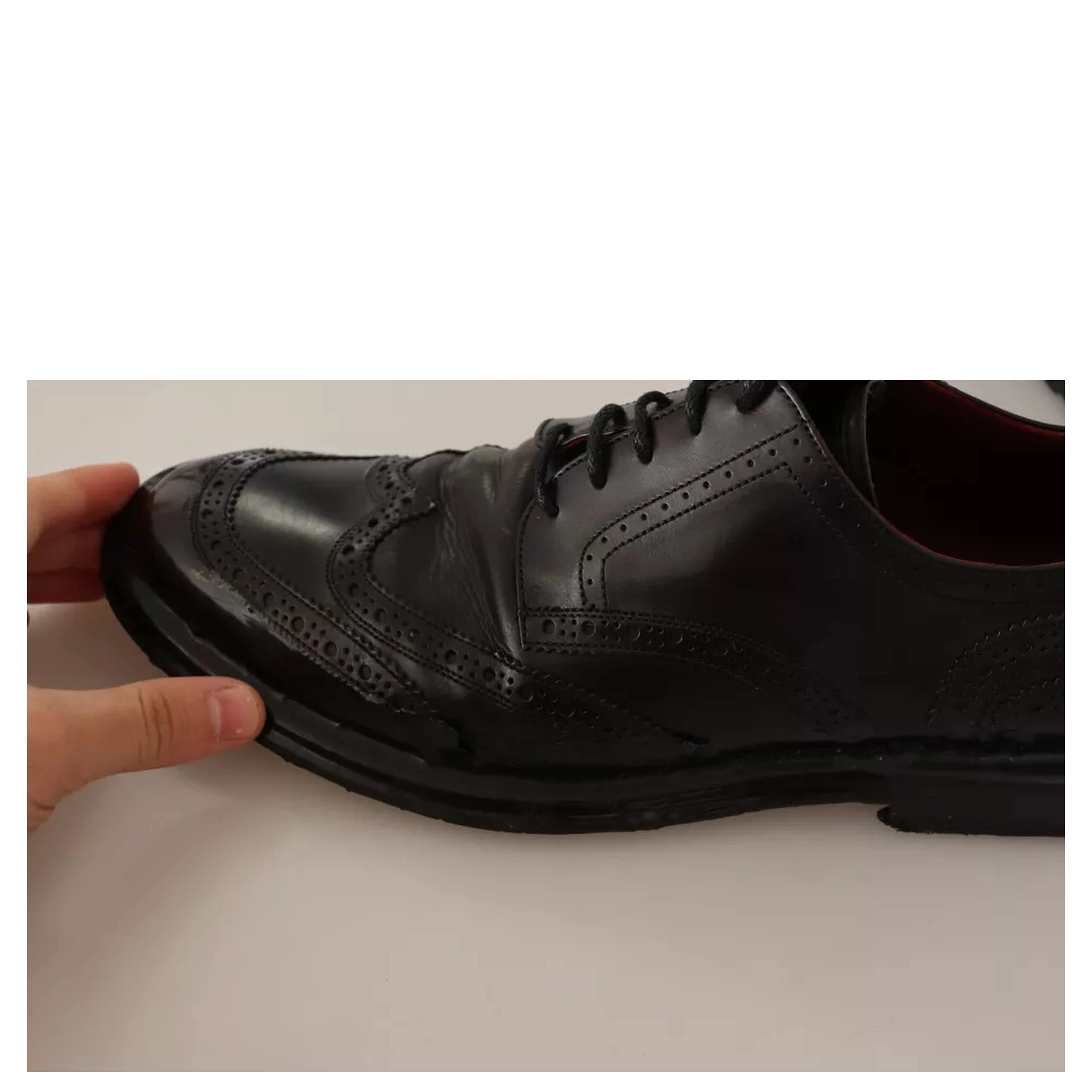 Black Leather Brogue Oxford Dress Shoes