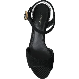 Black Crystal Ankle Strap Keira Sandal Shoes