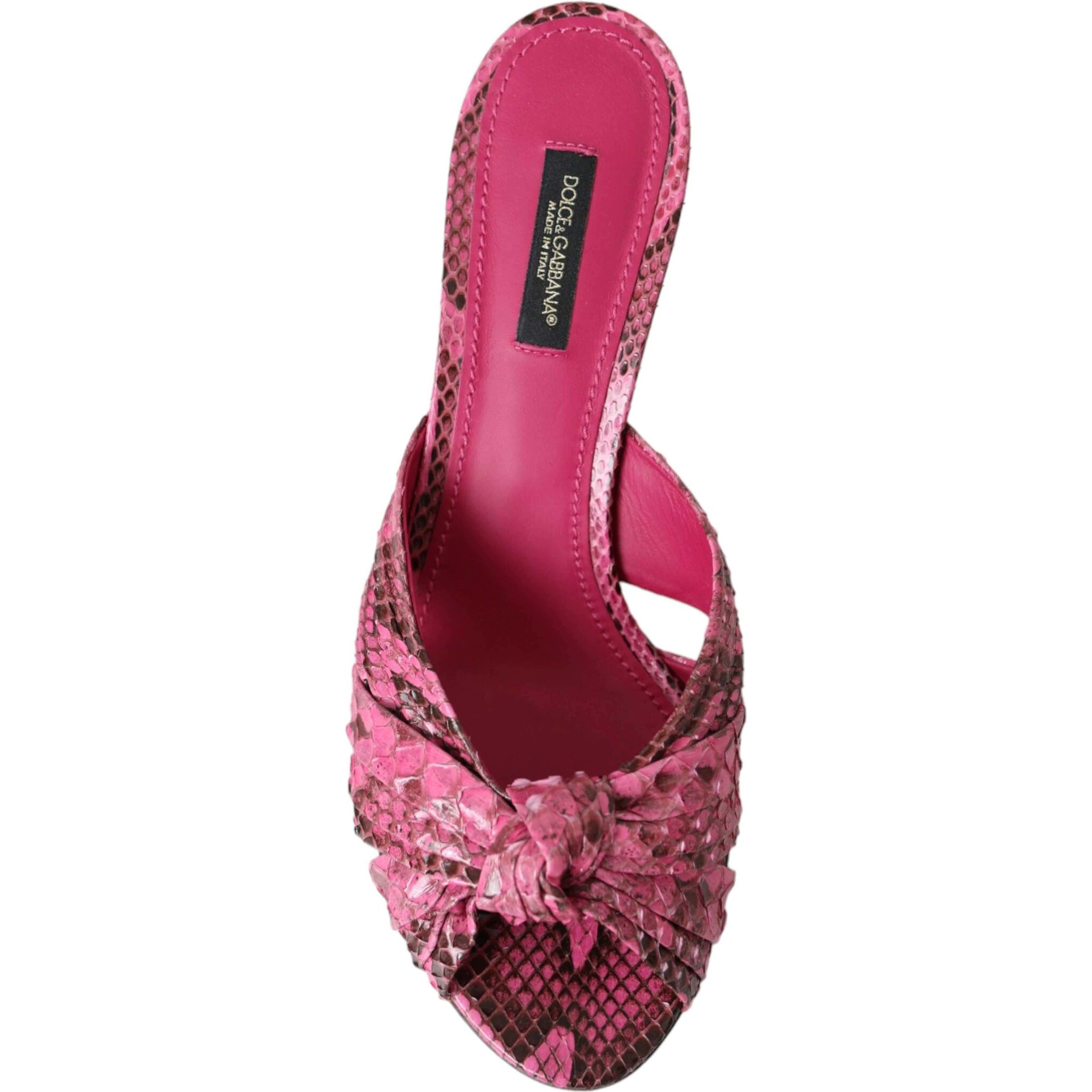 Pink Exotic Leather Kitten Heels Slides Shoes