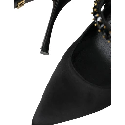 Black Mary Jane Crystal Heels Pumps Shoes