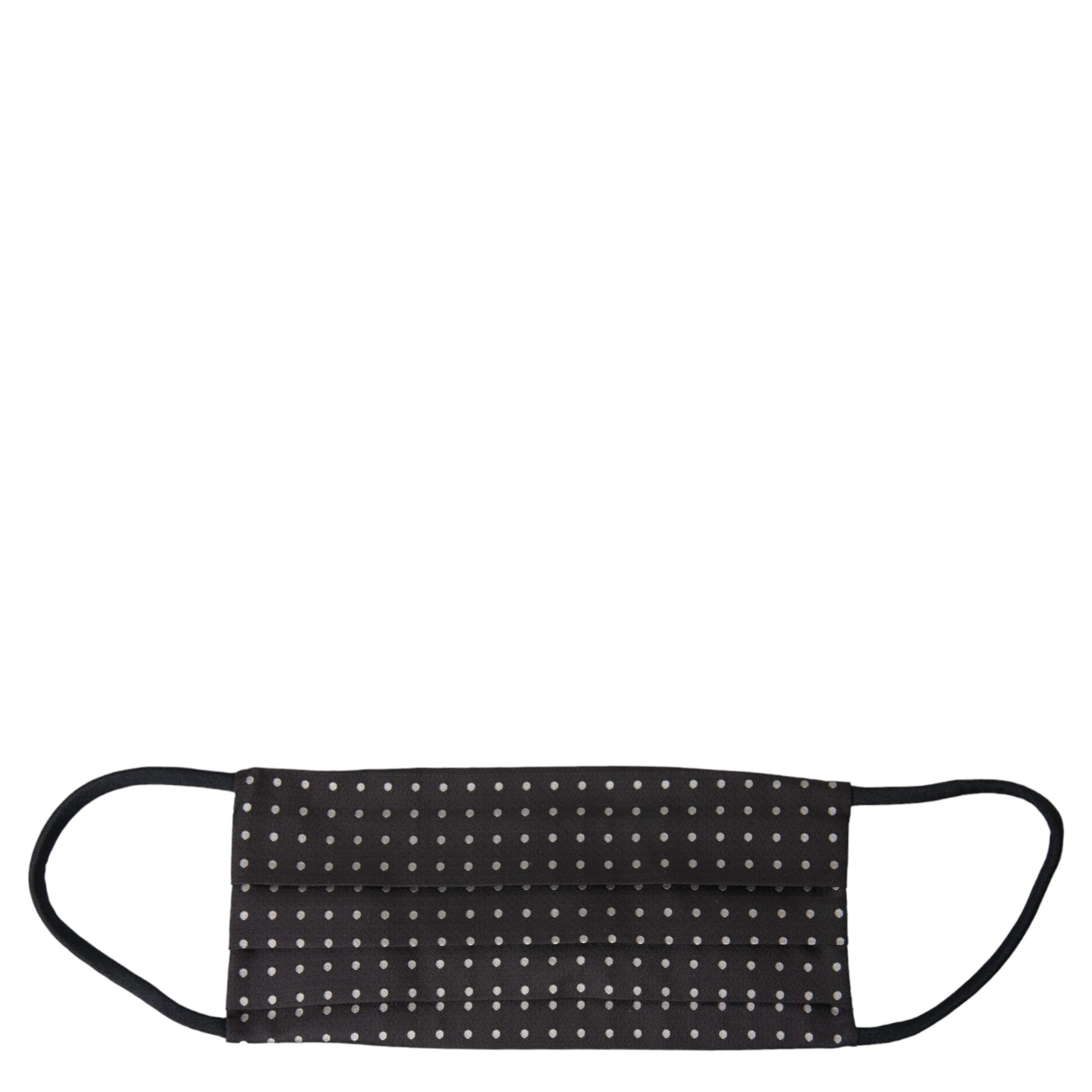 Black White Polka Dots 100% Silk Necktie Face Mask