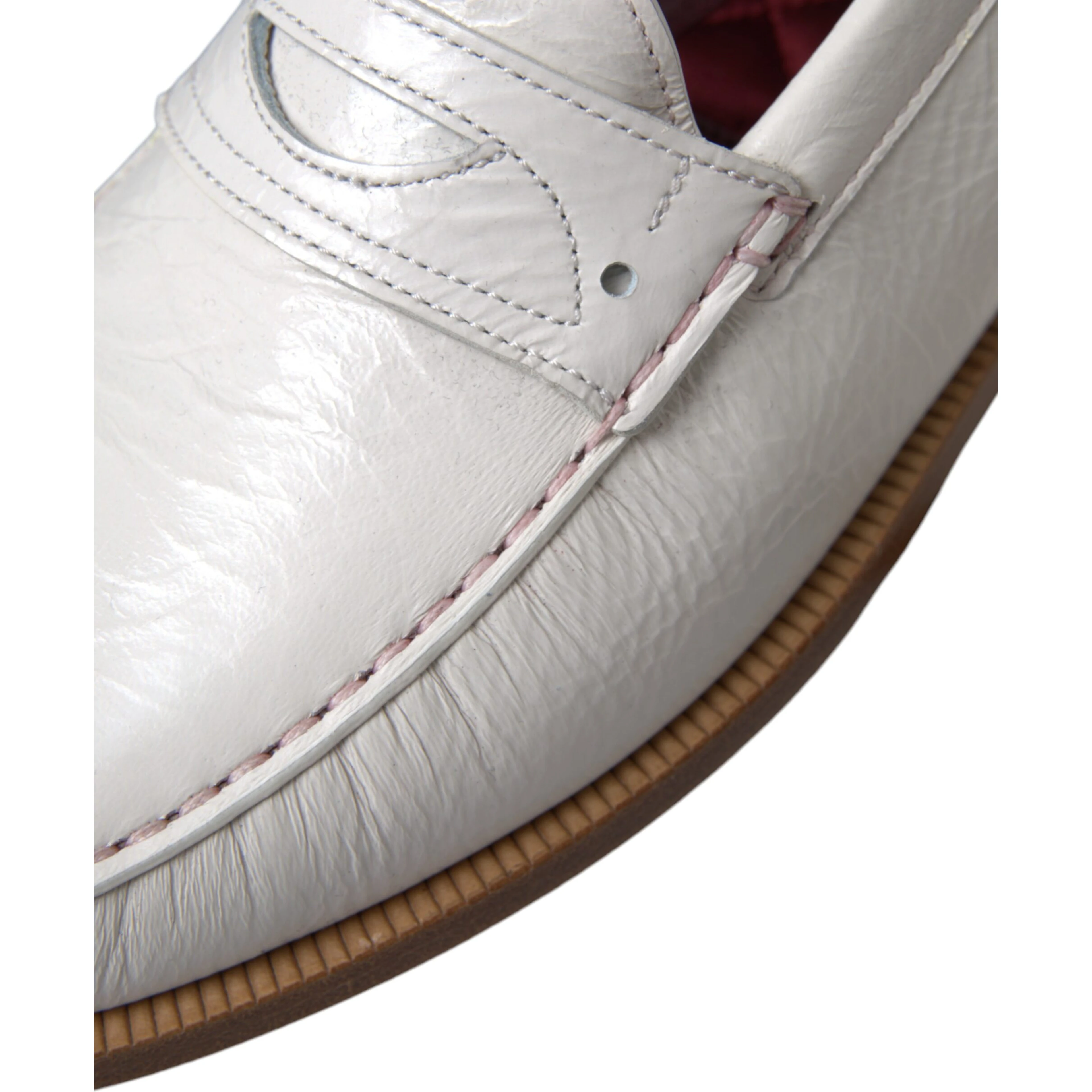 White Leather Slip On Mocassin Loafers Shoes