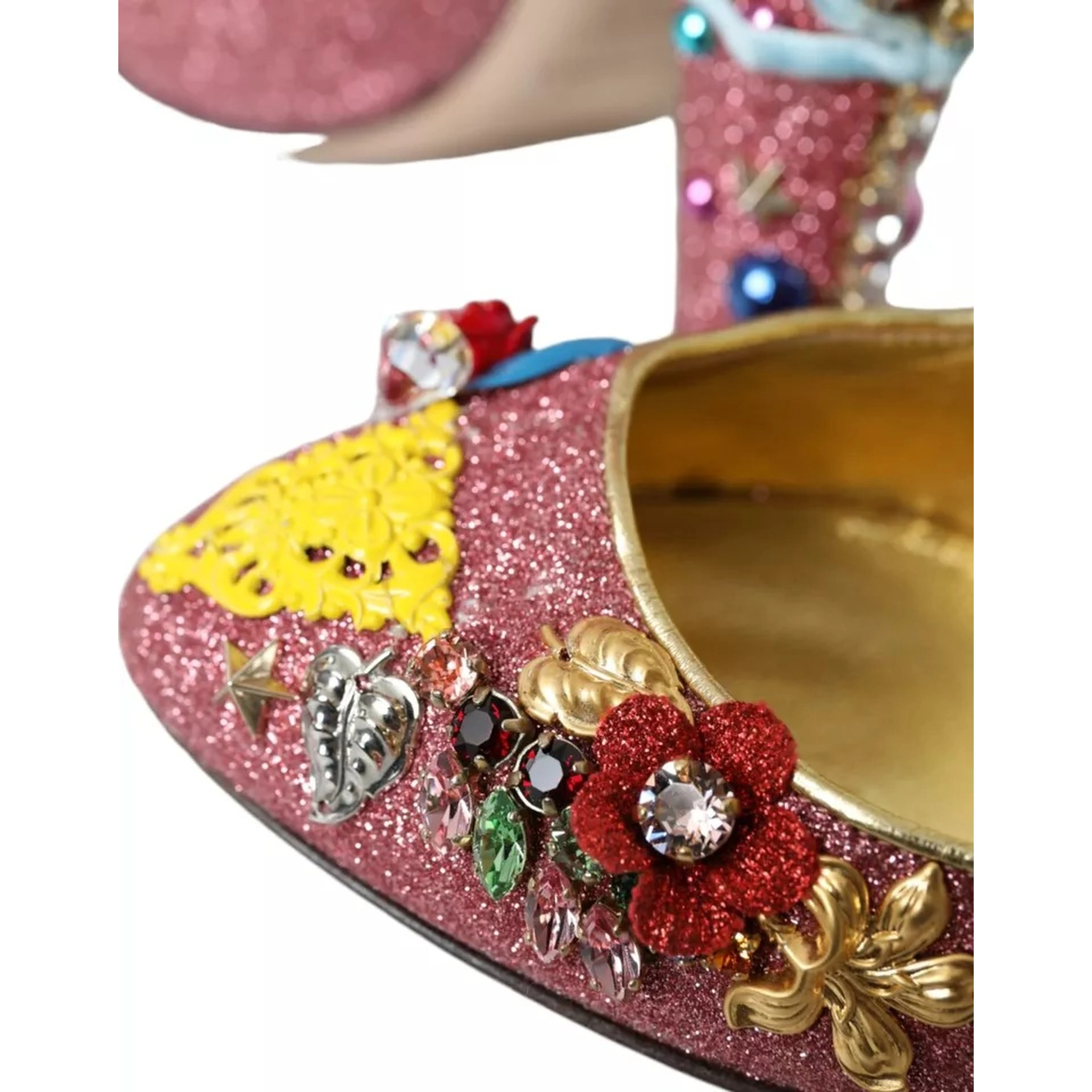Pink Embellished Fur Mary Jane Pumps Shoes