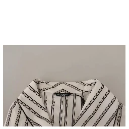 White Striped Cotton Robe Coat Wrap Jacket