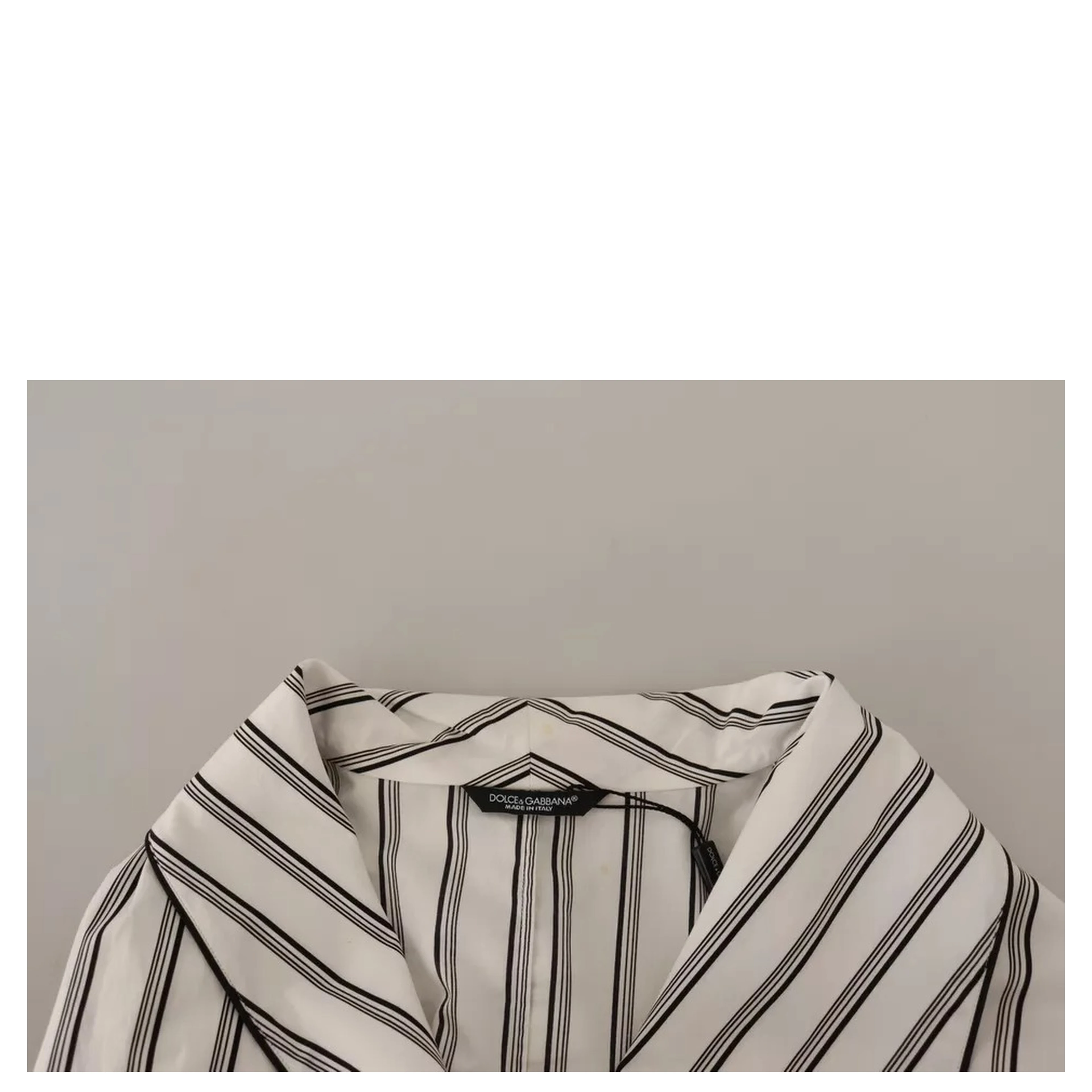 White Striped Cotton Robe Coat Wrap Jacket