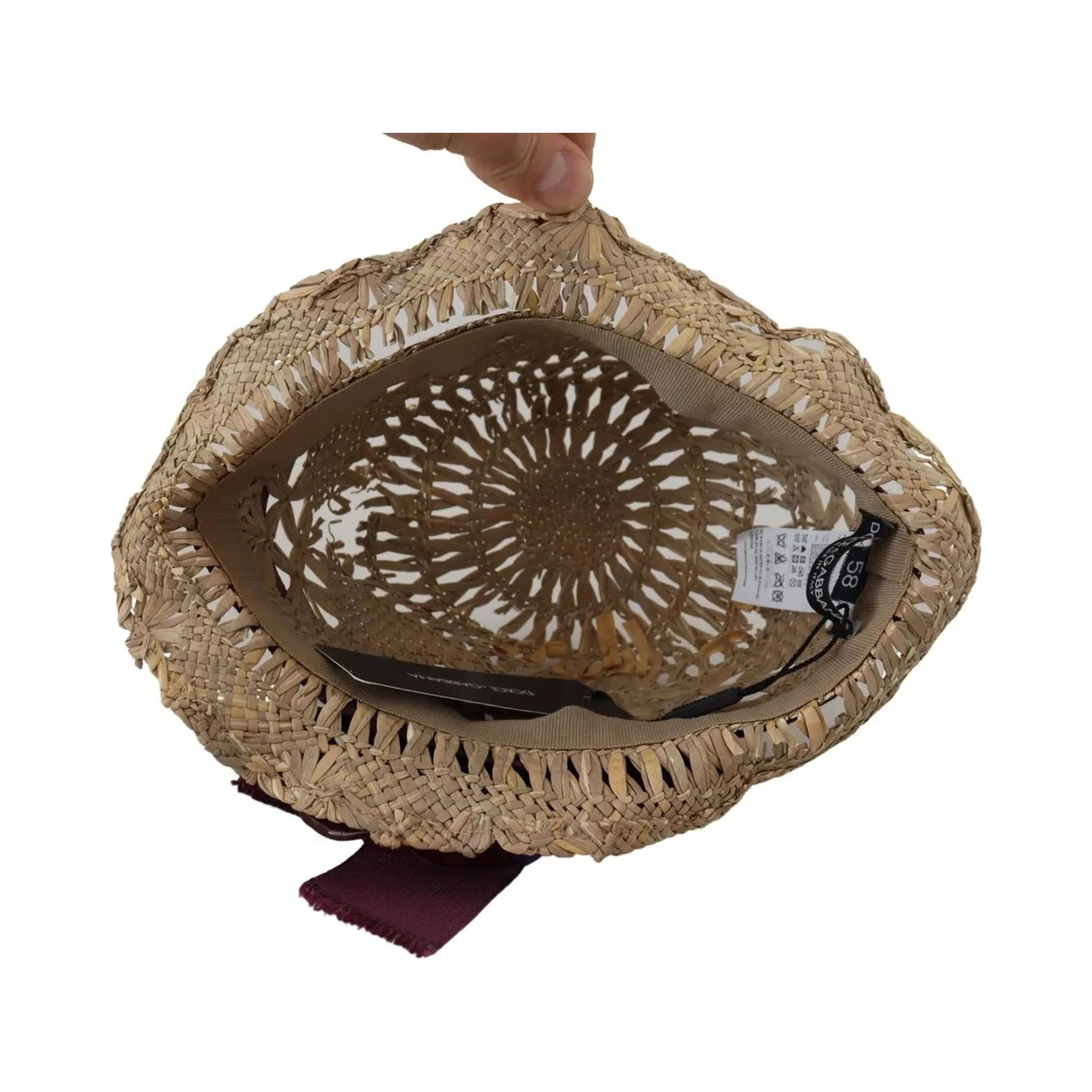 Brown Ribbon Floral Embellished Straw Hat