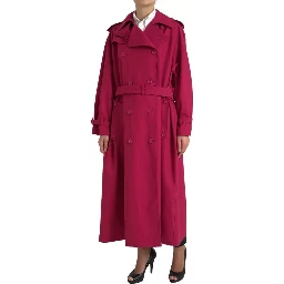 Dark Pink Double Breasted Trench Coat Jacket