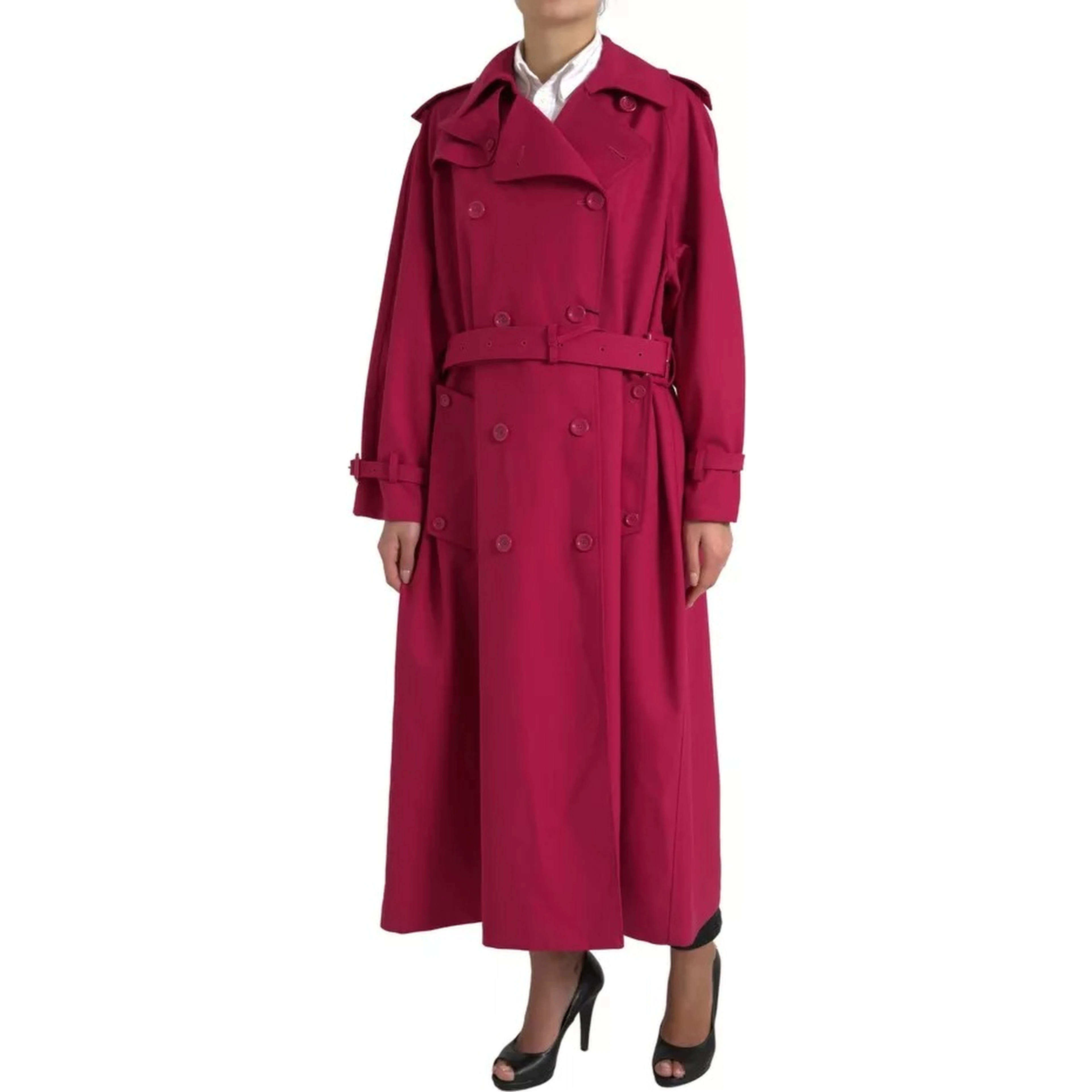 Dark Pink Double Breasted Trench Coat Jacket