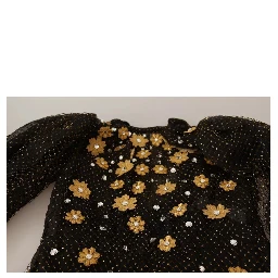 Black Crystal Floral Maxi Ball Gown Dress
