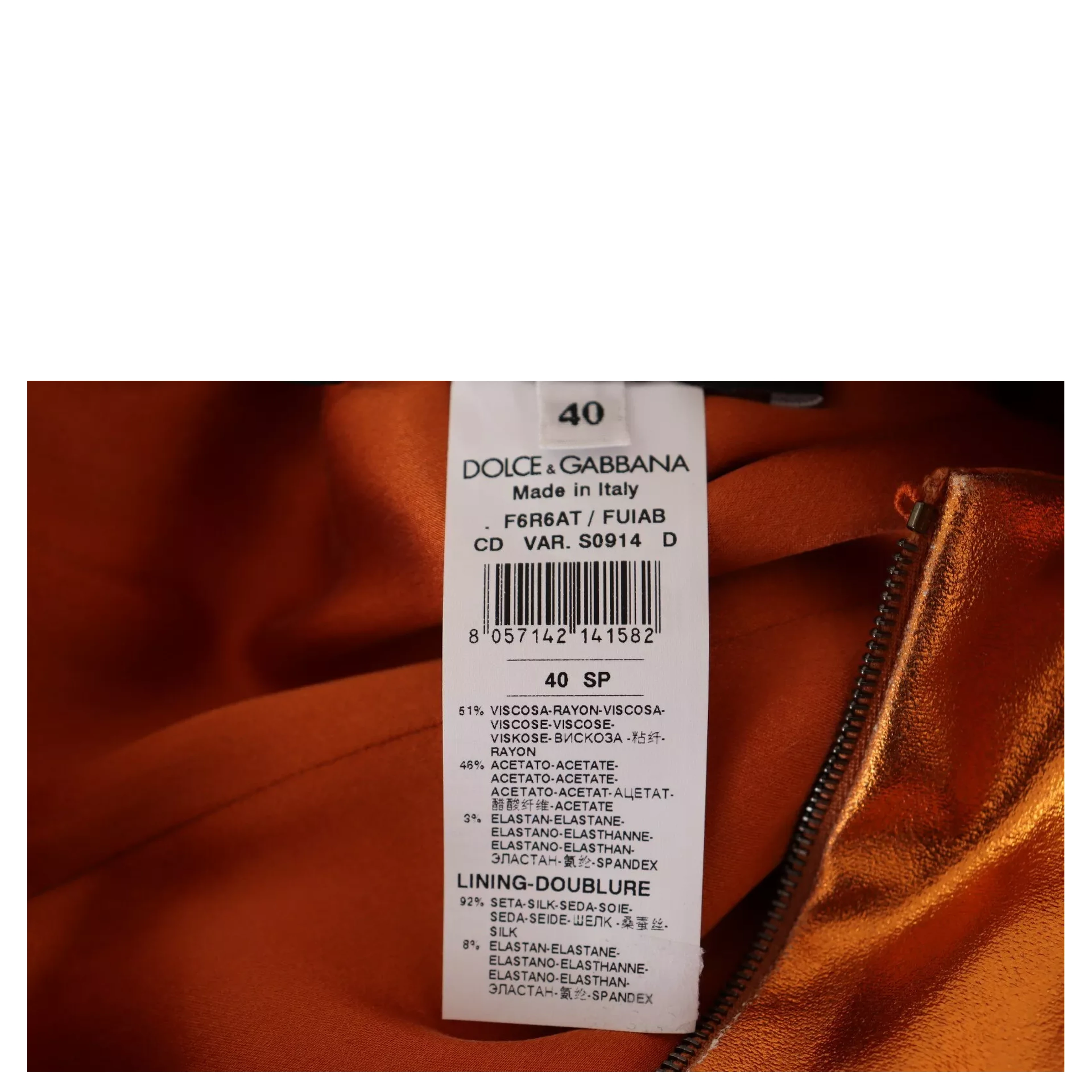 Metallic Orange Sleeveless Sheath Dress